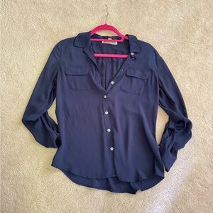 LOFT Dark Blue Women's Button-Down Shirt